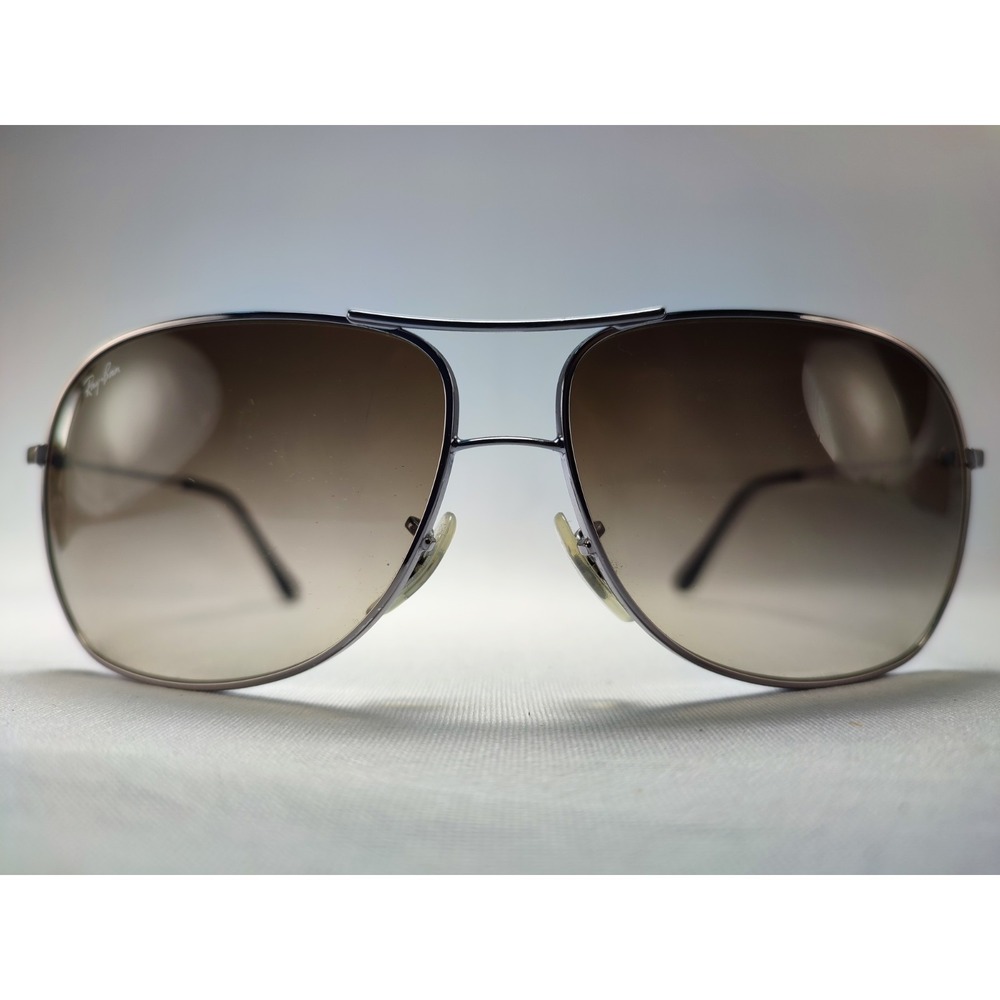 Ray-Ban RB3267 004/13 Silver Aviator Sunglasses Brown Gradient 64mm - Picture 3 of 13